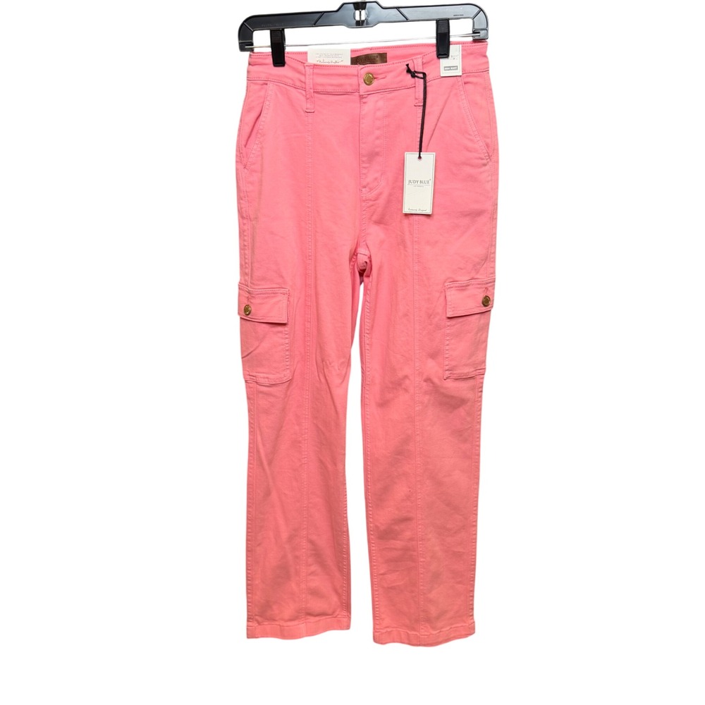 Judy Blue Cargo Pants Women Pink High Waist Garment Dyed Utility Barbiecore 5/27